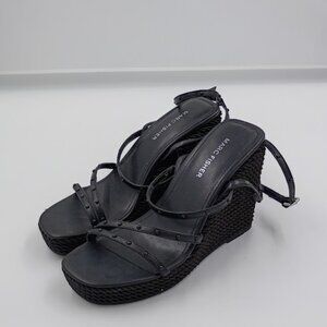 Marc Fisher, Zig Wedge Sandals,, Black, Women's Size 8